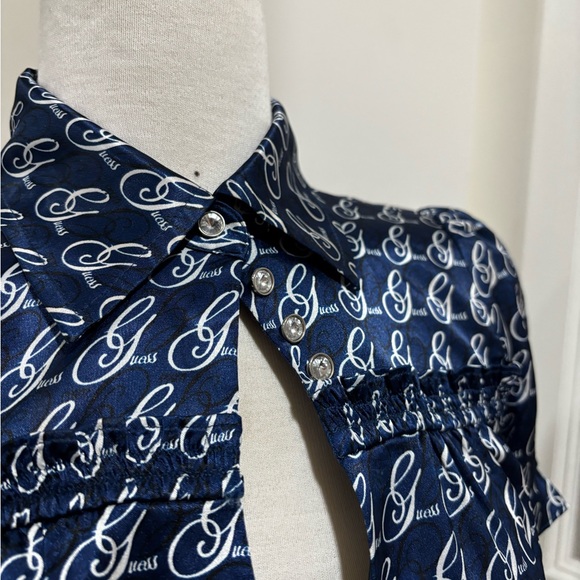 Vintage Guess Navy Blue Button Down Shirt - Picture 4 of 10